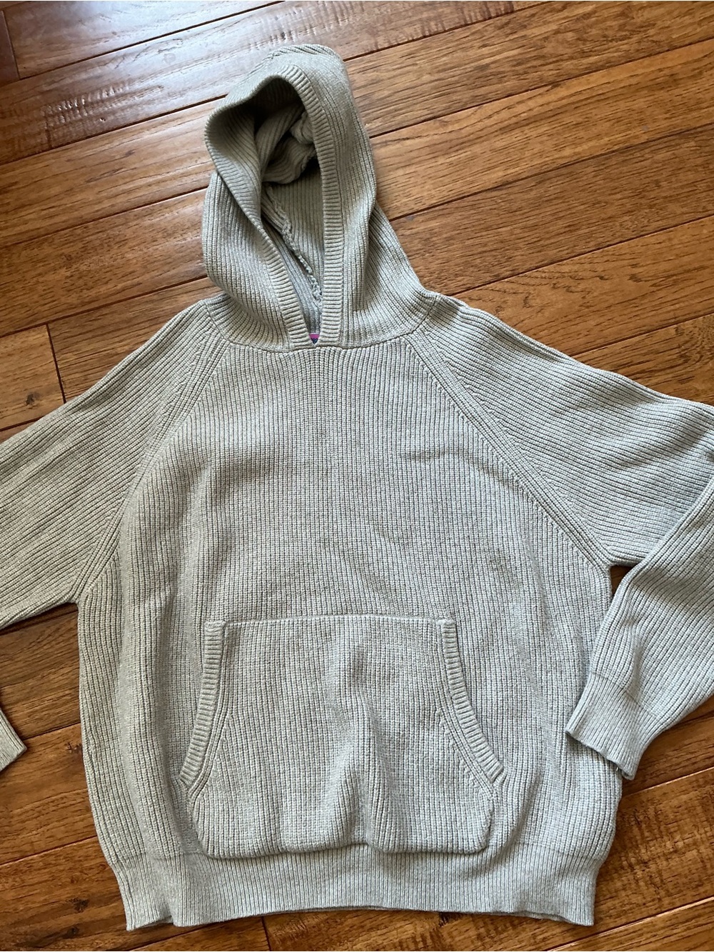 Edikted Light Gray Knit Hoodie Sweater, small